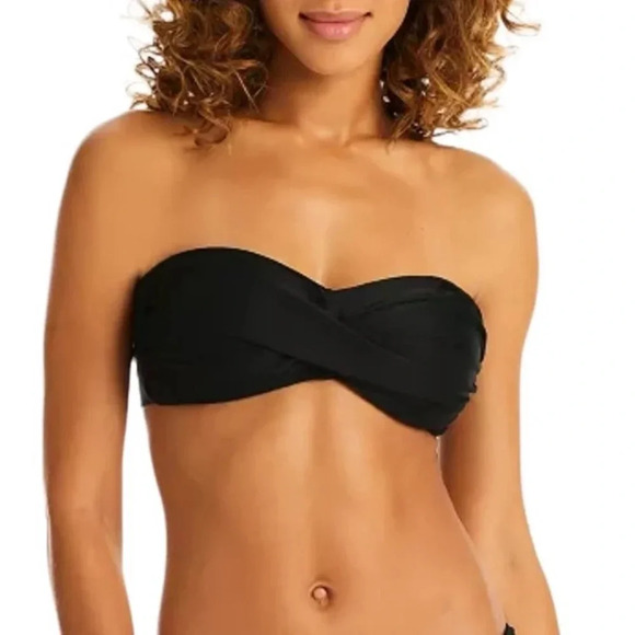 NWT Bar III Twist Bandeau Bikini Swim Top With Removable Straps Size S Black - Picture 13 of 13